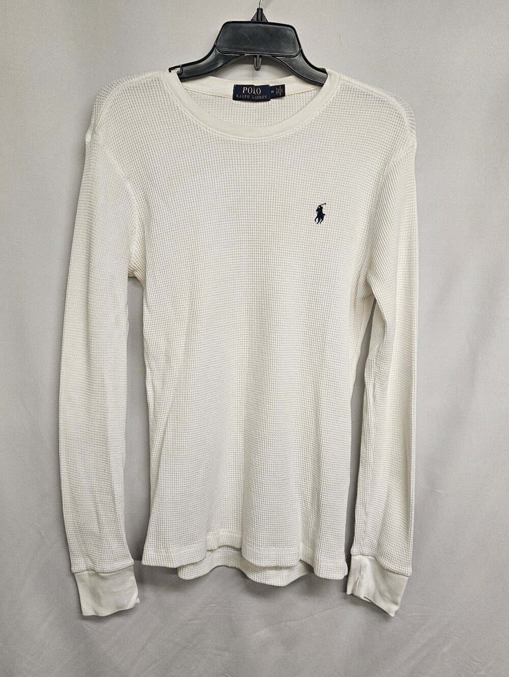 POLO RALPH LAUREN Mens Waffle Knit Thermal Long Sleeve Shirt White Size Medium
